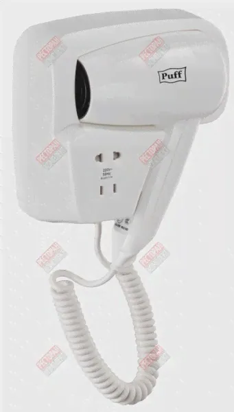 Фен для волос PUFF-1200B настенный, пластик, белый