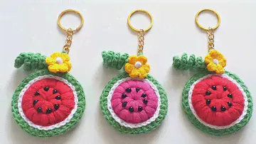 👉 SUBTİTLED 👈PUFF PUFF 🍉WATERMELON🍉 CROCHET KEYCHAİN/PUF PUF KARPUZLU ANAHTARLIK